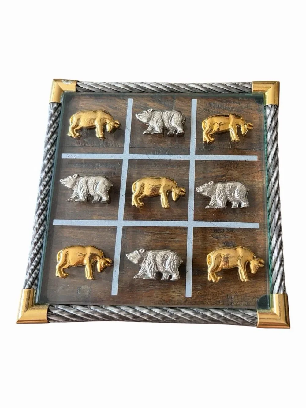 Bey Berk International Stock Market Tic Tac Toe Board Bears/Bulls Office Accent